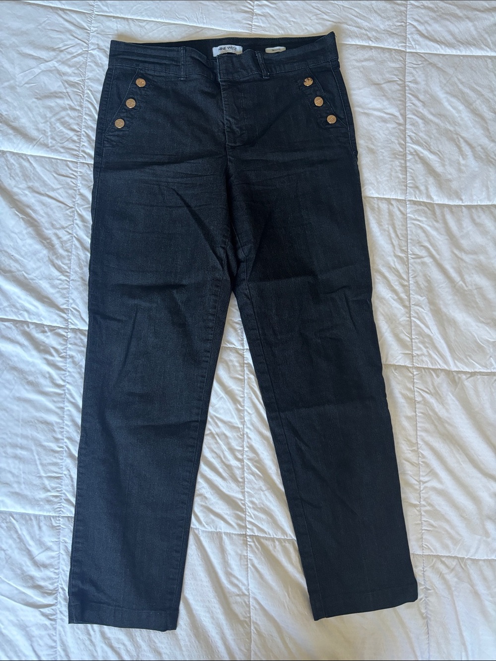 Nine West Black Straight-Leg Jeans with Button Accents